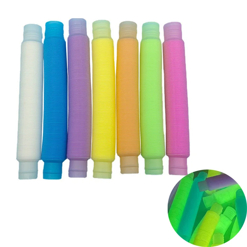 1/5PCS Luminous Pop Tubes Sensory Toy for Adult Fidget Stress Relieve Toys Autism Anti Stress Plastic Bellows Children Adult Toy