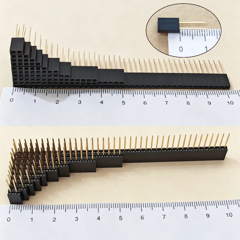 10 Stück 2,54 mm einreihige Buchsenleisten 1x2/3/4/5/6/8/10/15/20/40P 11 mm lange Stiftbuchsen für Leiterplatten und elektronische Projekte – Detail 6