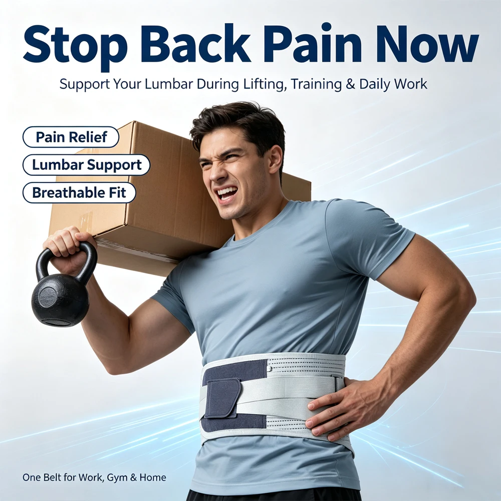 Lower Back Lumbar Stabilizer Belt with Curved Spinal Pad, for Chronic Ache, Heavy-Duty Work & Post-Surgery Recovery Support