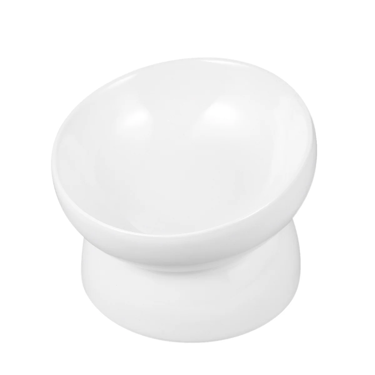 وعاء تغذية الحيوانات الأليفة من السيراميك، تصميم فم مائل للأقدام العالية للكلاب والجرو، خفيف الوزن، مادة آمنة، أبيض مقاس S