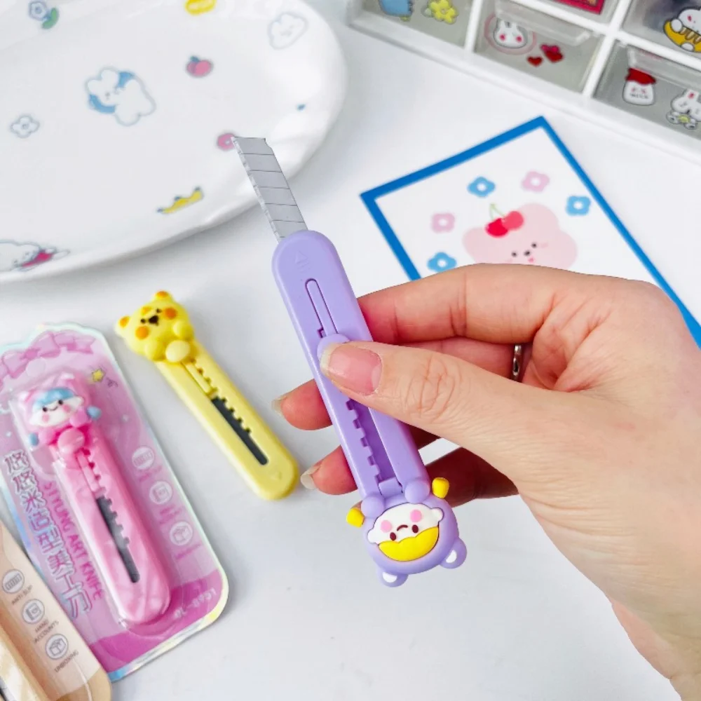 الكرتون سكّين متعدّد الاستخدامات سكين فني صغير محمول طالب لوازم مكتبية قطع الورق مكتب اكسبرس Unboxing الفن سكين الهدايا