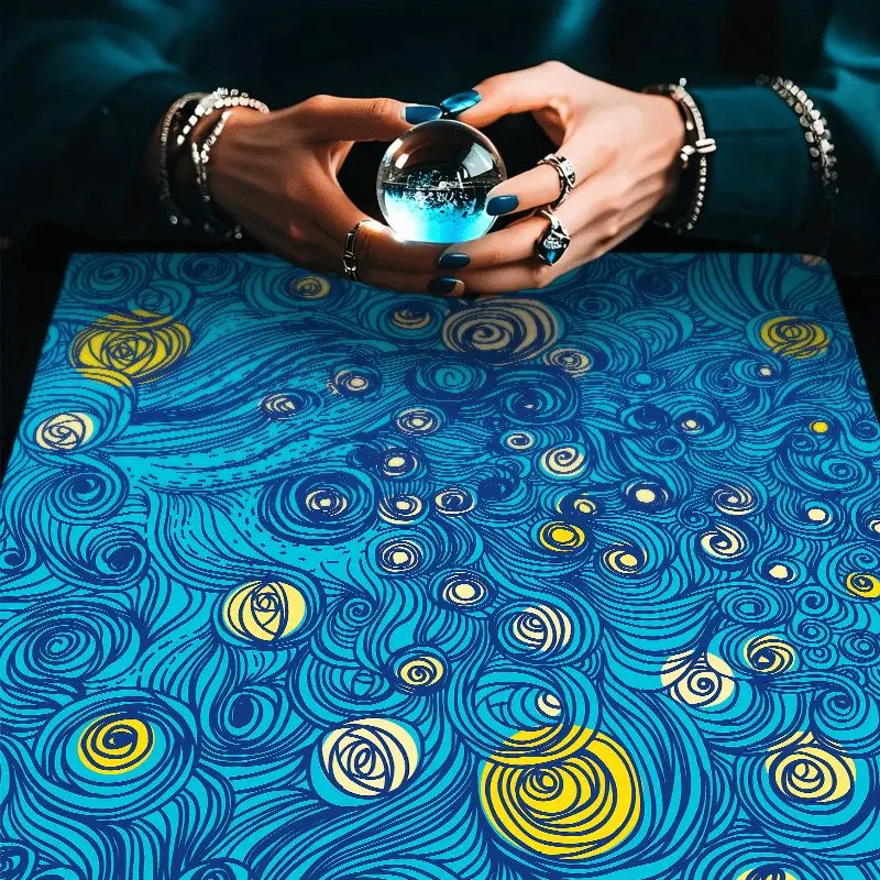 VIKAMA Starry Night Vortex Starry Sky Tarot Tablecloth, Mystical Divination Altar Cloth Ritual for Spiritual Decor