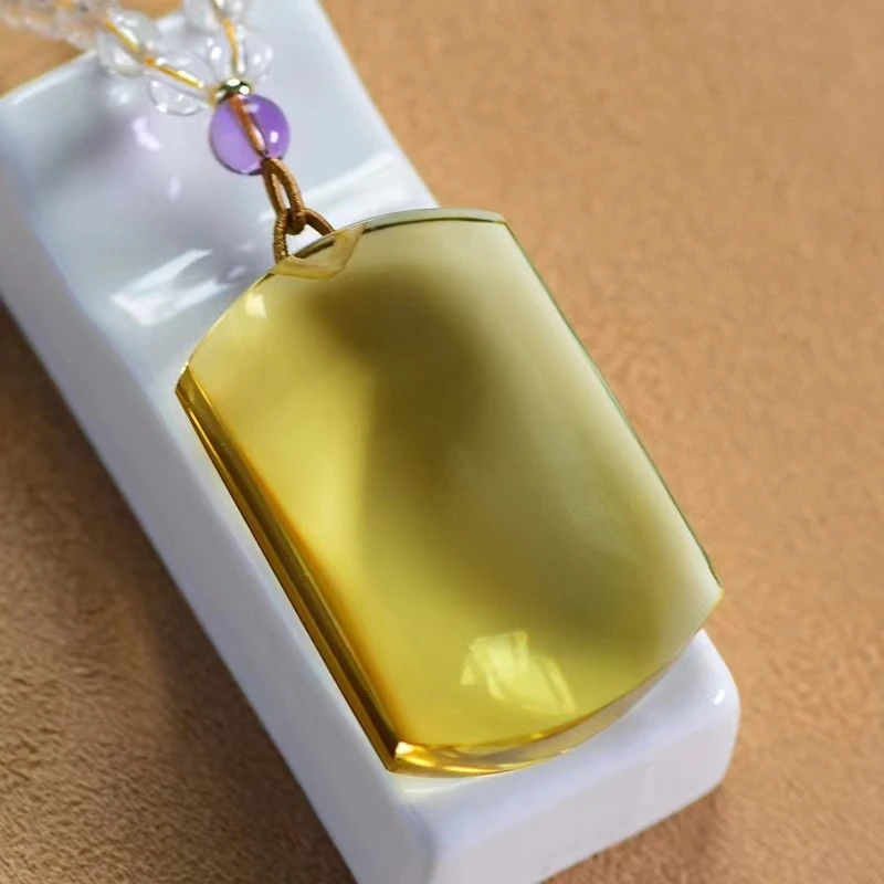 

Natural Yellow Citrine Quartz Water Drop Pendant Beads Necklace Gemstone 42*28.3*12mm Women Men Wealthy Fashion Jewelry AAAAA