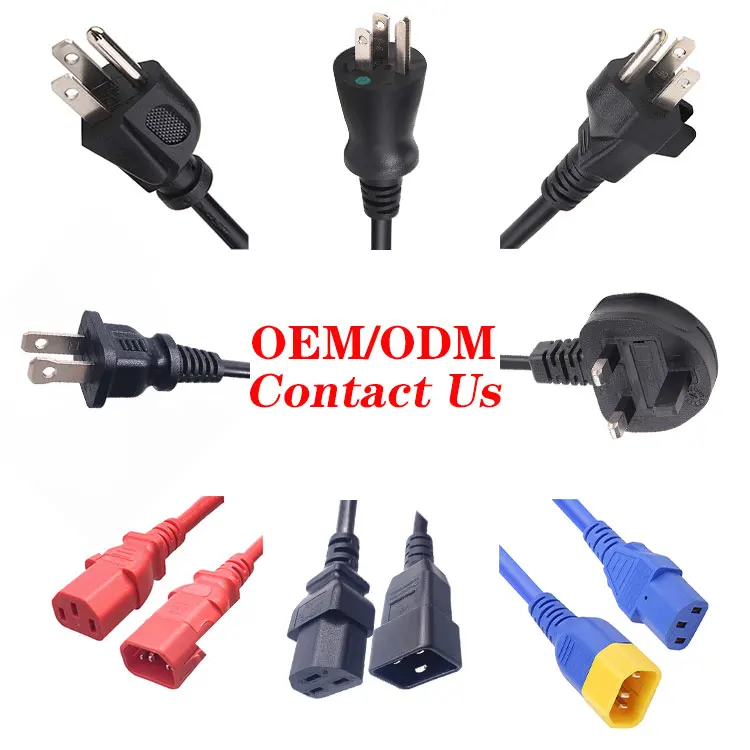 

5pcs UL Approved 3 Pin Power Cable Prong Plug to IEC C13 Plug USA Power Cord NEMA 5-15p 1-15P Ac Power Cord