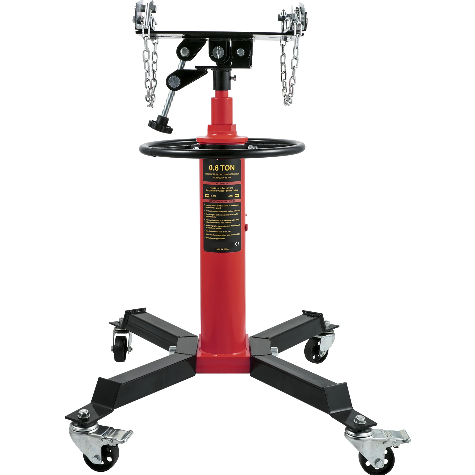 VEVOR 3/5 Ton/1322 lbs Capacity Hydraulic Telescopic Transmission Jack with Foot Pedal 360° Swivel Wheel Garage/Shop Lift Hoist