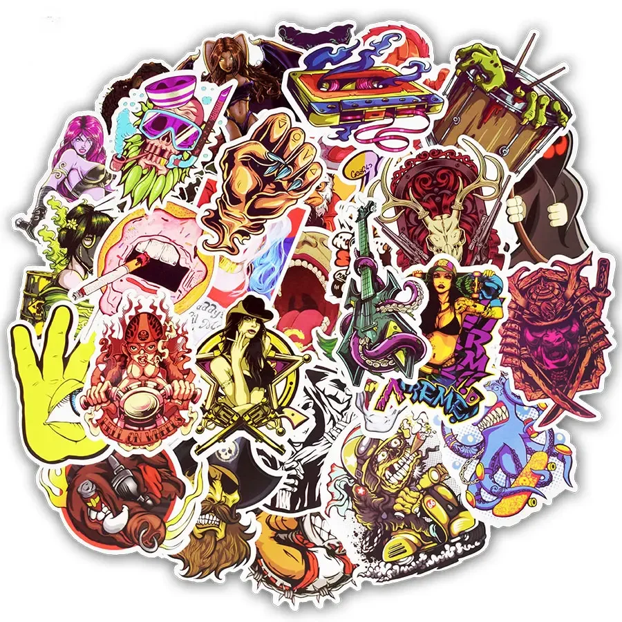 50pcs Horror Series Sticker Rock Punk Graffiti Sexy Waterproof Stickers for DIY Guitar Helmet Luggage Laptop Skateboard Stickers