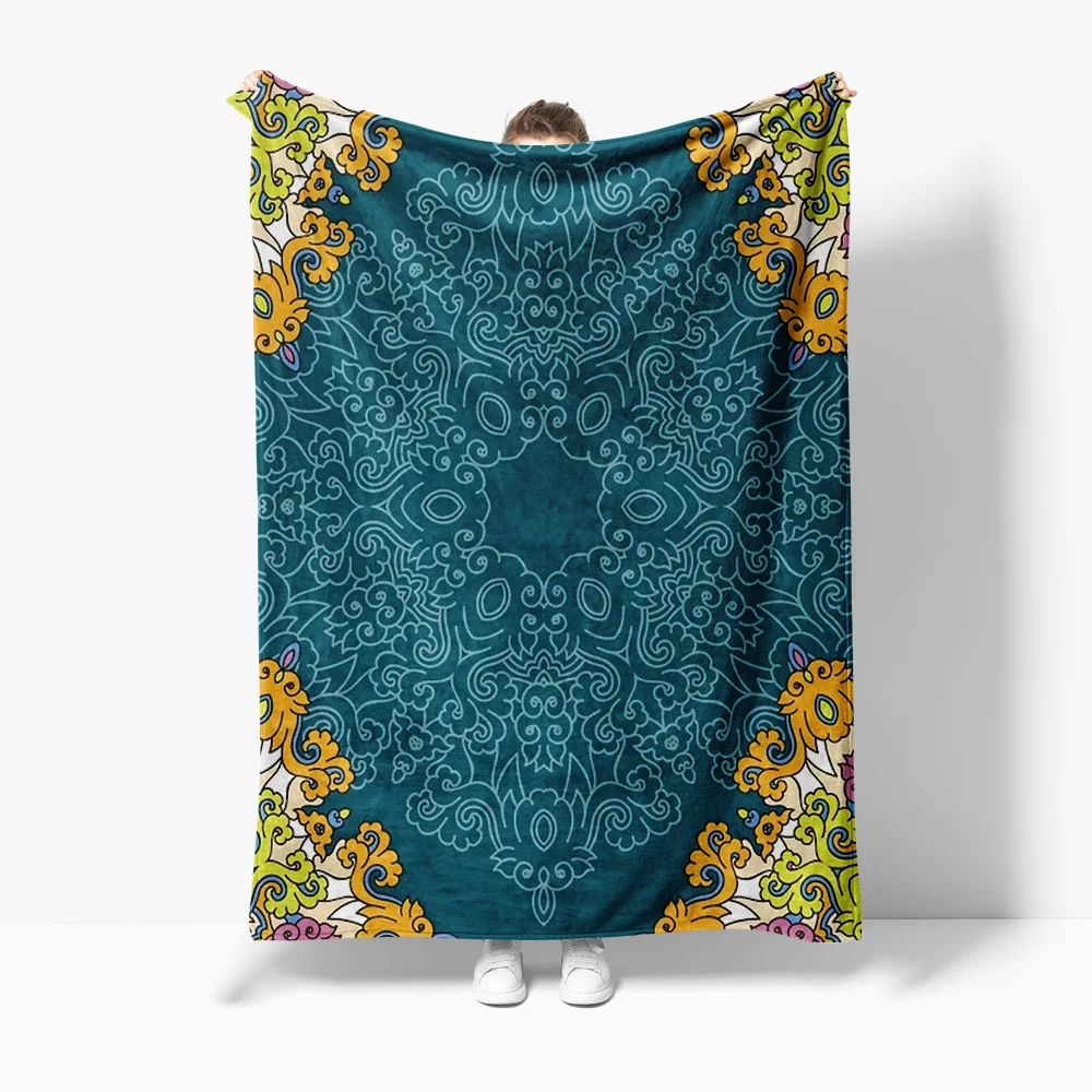 

Turkish Boho Kilim Tribal Ethnic Pattern Ankle Warm Fleece Blanket Throw Sofa Bed Cover Cushion Gift