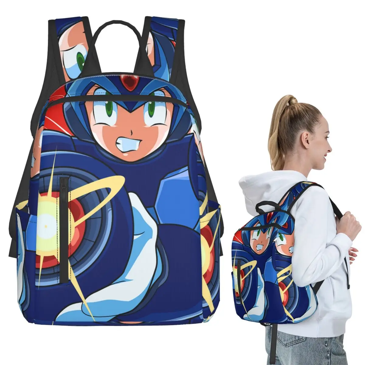 

Рюкзак для видеоигр Megaman, школьная сумка для мальчиков и девочек, детская школьная сумка, сумки на плечо для компьютера для мужчин и женщин