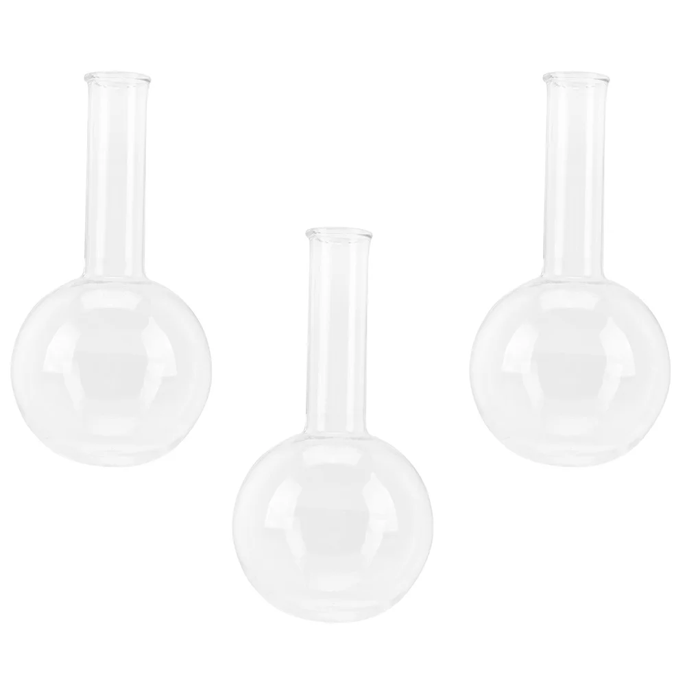 

3 Pcs Flasks Laboratory Supplies Glass Experiment Flat Bottom Transparent Science