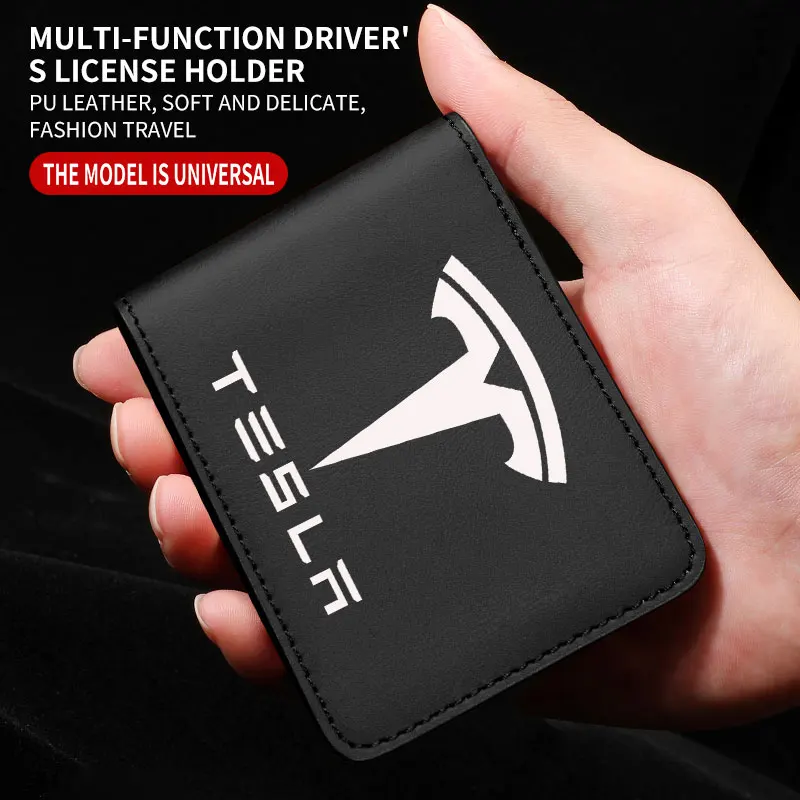 رخصة قيادة رخصة قيادة سيارة تسلا اثنين في واحد جلد متعدد الوظائف مجلد السيارة رخصة القيادة حماية الكون #3