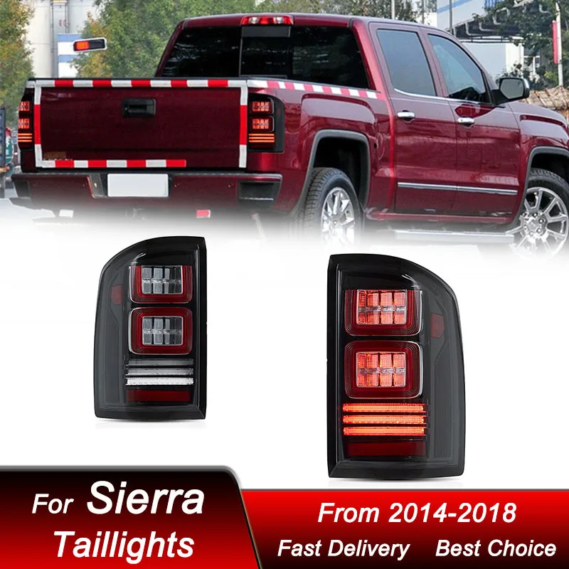 Hot Car styling Tail Lights For GMC Sierra 14-18 new style full LED DRL Tail Lamp Dynamic Turn Signal Light Tail Lamp Assembly
