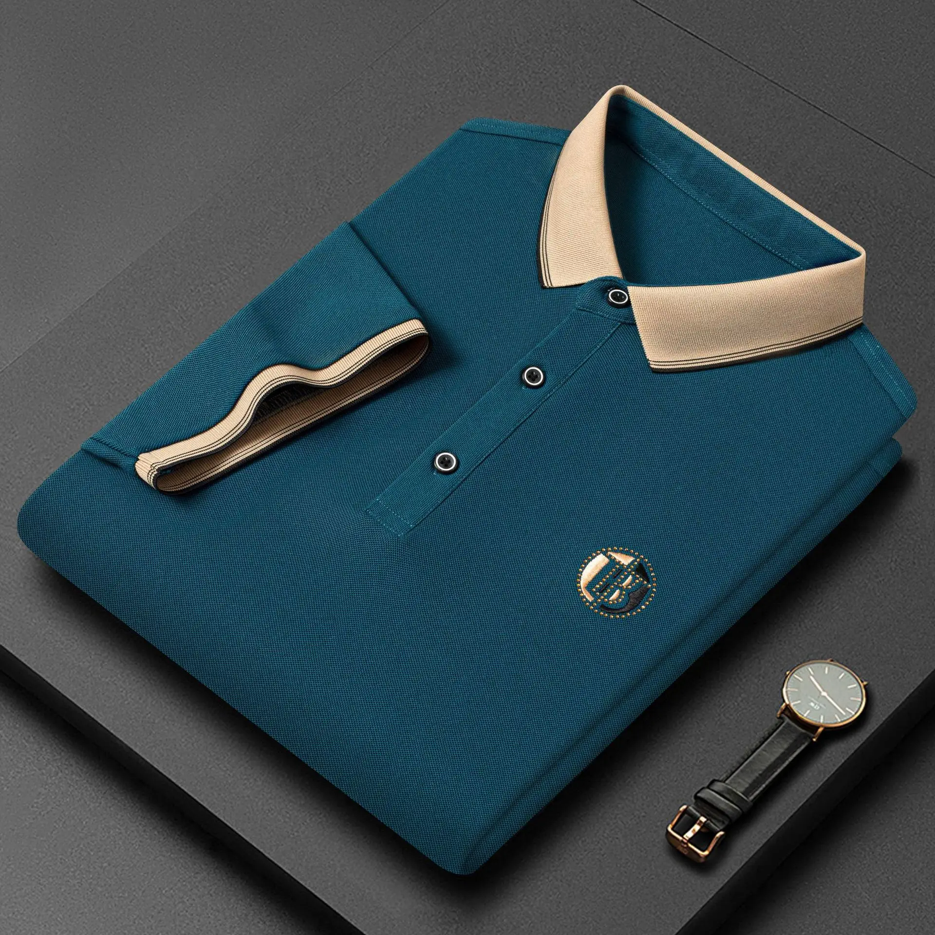 

New Summer Korean Embroidered Polo Shirt Men's Luxury Top Casual Lapel Short Sleeve T-shirt Fashion Anti-wrinkle Men T Shirt