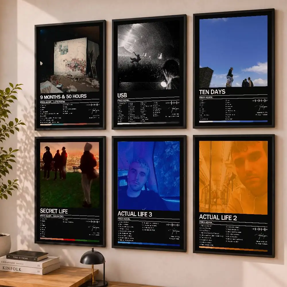 F-Fred again 9 Months 50 Hours Poster Album Art Cover Rap Pop Singer Wall Waterproof Paper Sticker For Living Room Home Decor