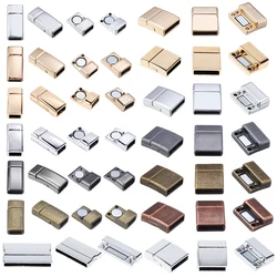 Linsoir 5/10pcs Alloy Magnetic Buckles Flat Leather Rope Cord End Clasp Connectors For Jewelry Making DIY Bracelets Accessories