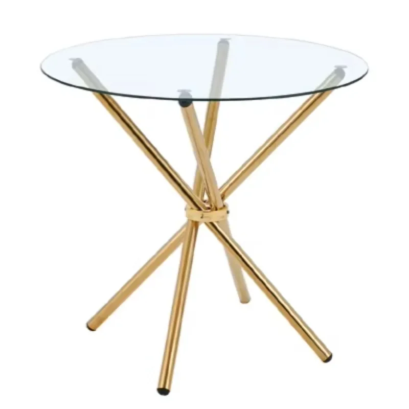 Modern stainless steel tempered glass table with glass countertops for catering and wedding events