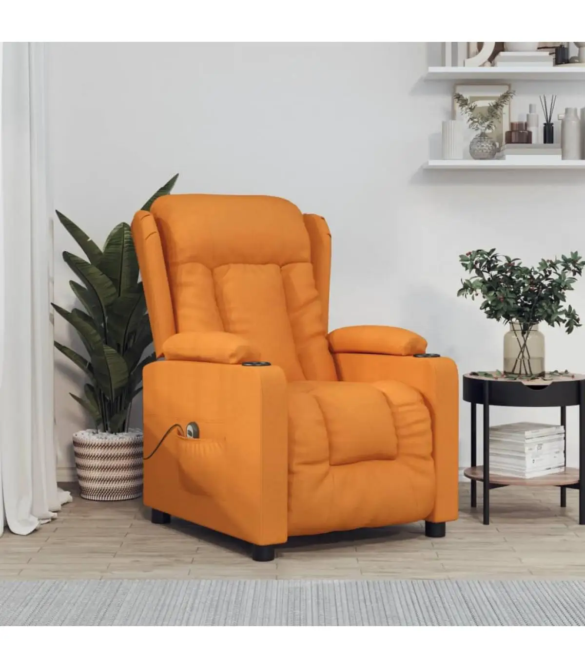 Dark yellow fabric electric recliner armchairs