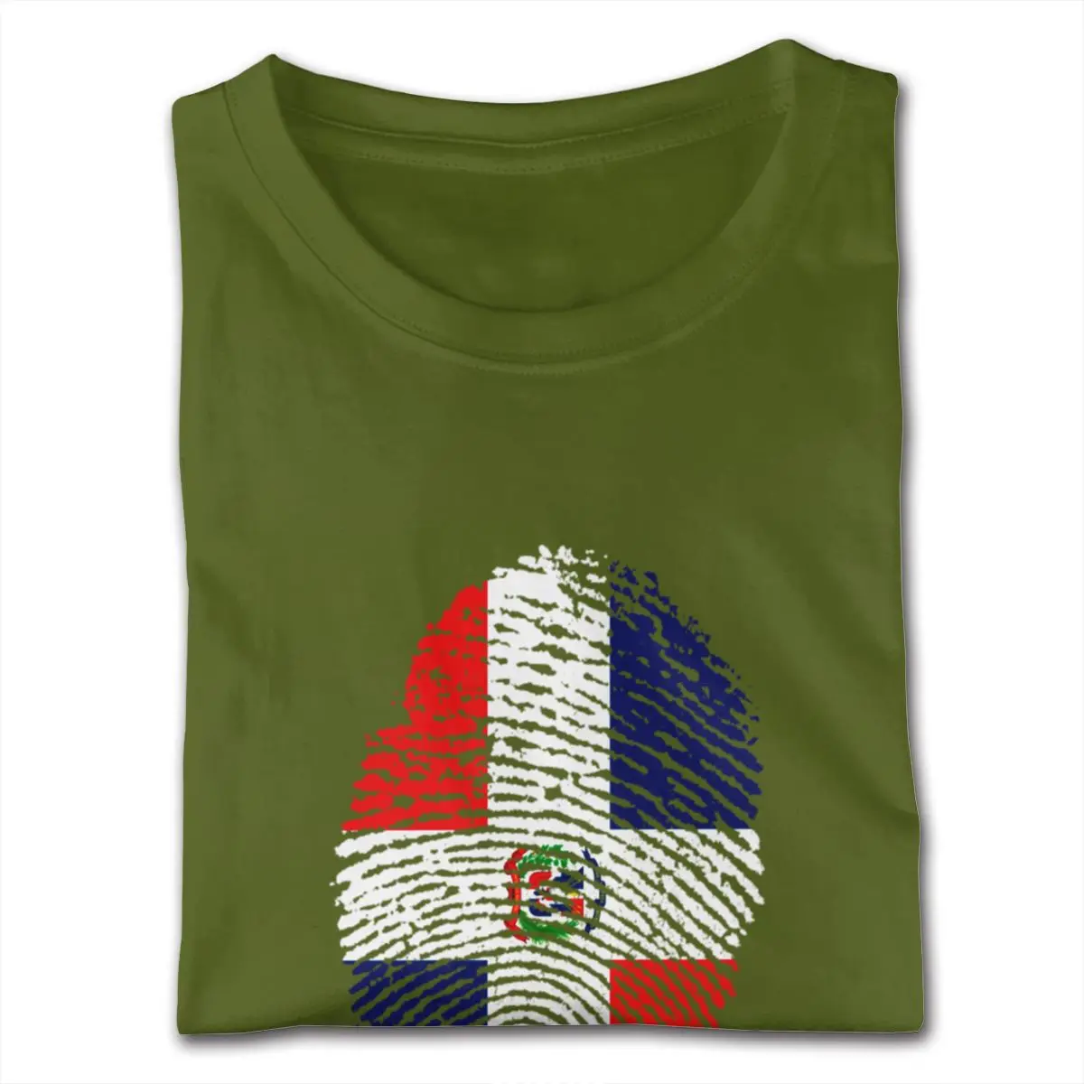 Short Sleeve Round Neck Natural Cotton Dominican Republic Flag Fingerprint Tees Upcoming His and Her S Tee