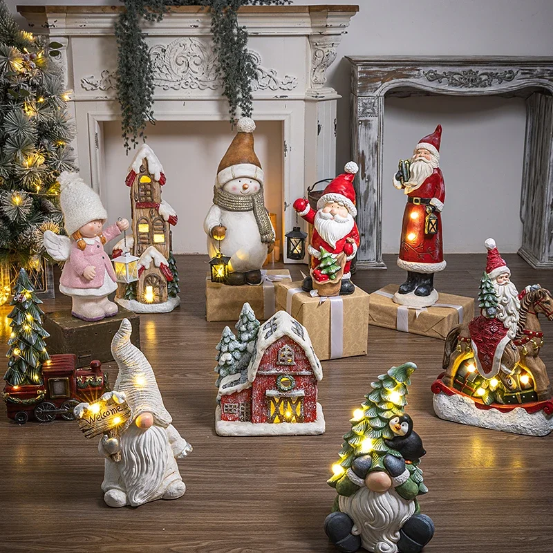 

orphan sample micro-flaw magnesium oxide Christmas large snowman Santa Rudolph scene decoration ornament