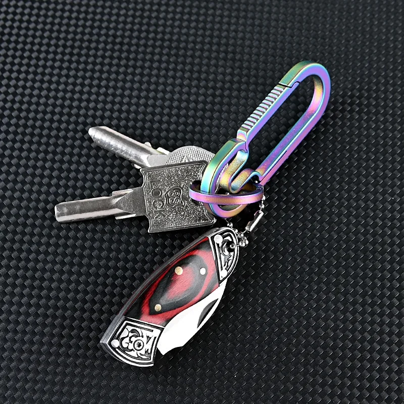 Imagem -04 - Edc Keychain Pingente Decorado de Madeira Handle Knife Presente Desmontagem Expresso Colecção Faca Corte de Frutas Aço Inoxidável