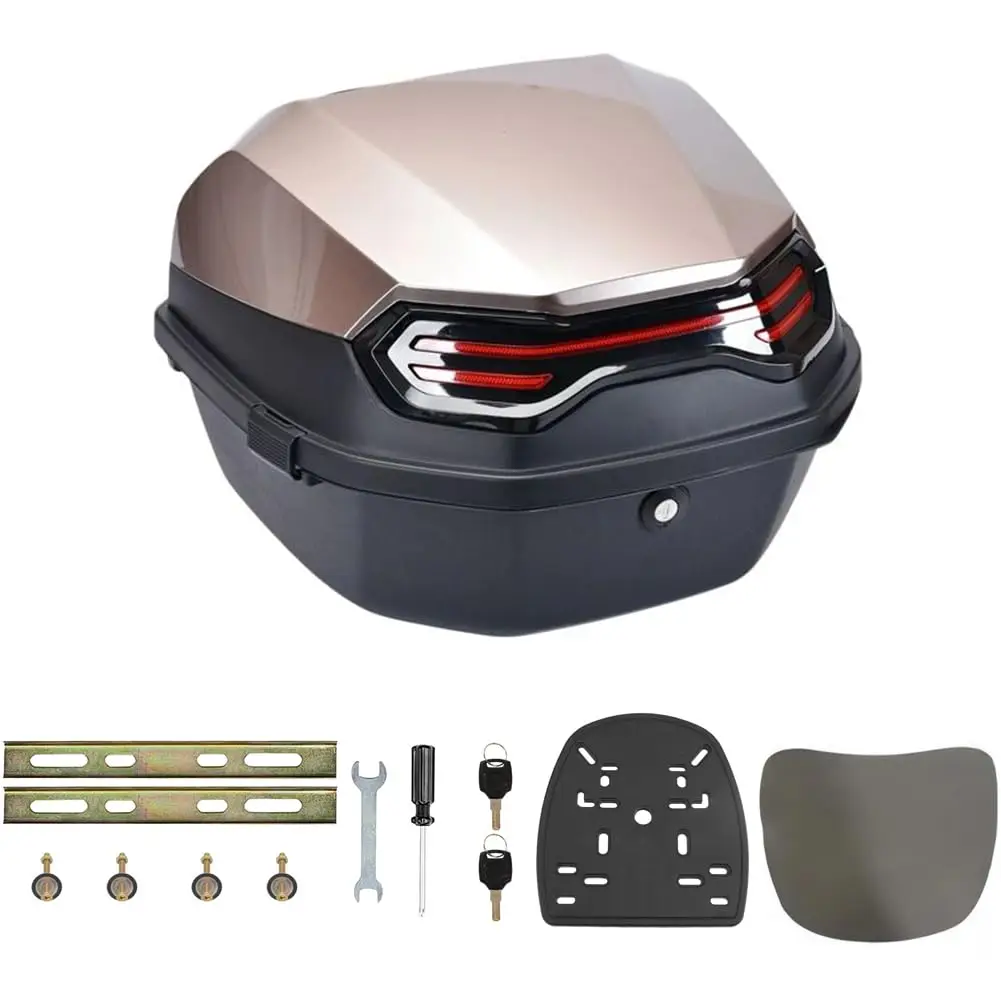 

Багажник мотоцикла 35л, универсальный верхний чехол, водонепроницаемый шлем, пластиковый ящик для хранения багажа с мягкой спинкой, запираемый мото