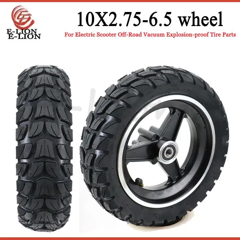 10 Inch Tubeless Tyre 10x2.75-6.5 Wheel+Disc Brake Disc 10mm for Electric Scooter Off-Road Vacuum Explosion-proof Tire Parts