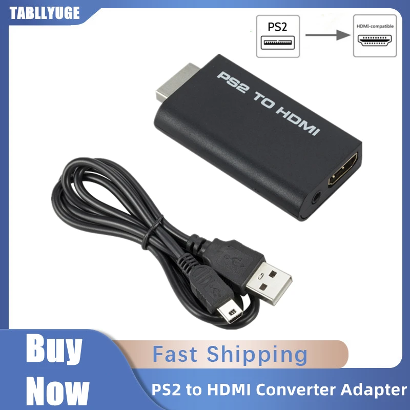 

PS2 to HDMI-compatible Audio Video Converter Adapter Full HD Transmission Interface Adapter Game Console with 3.5mm Audio Output