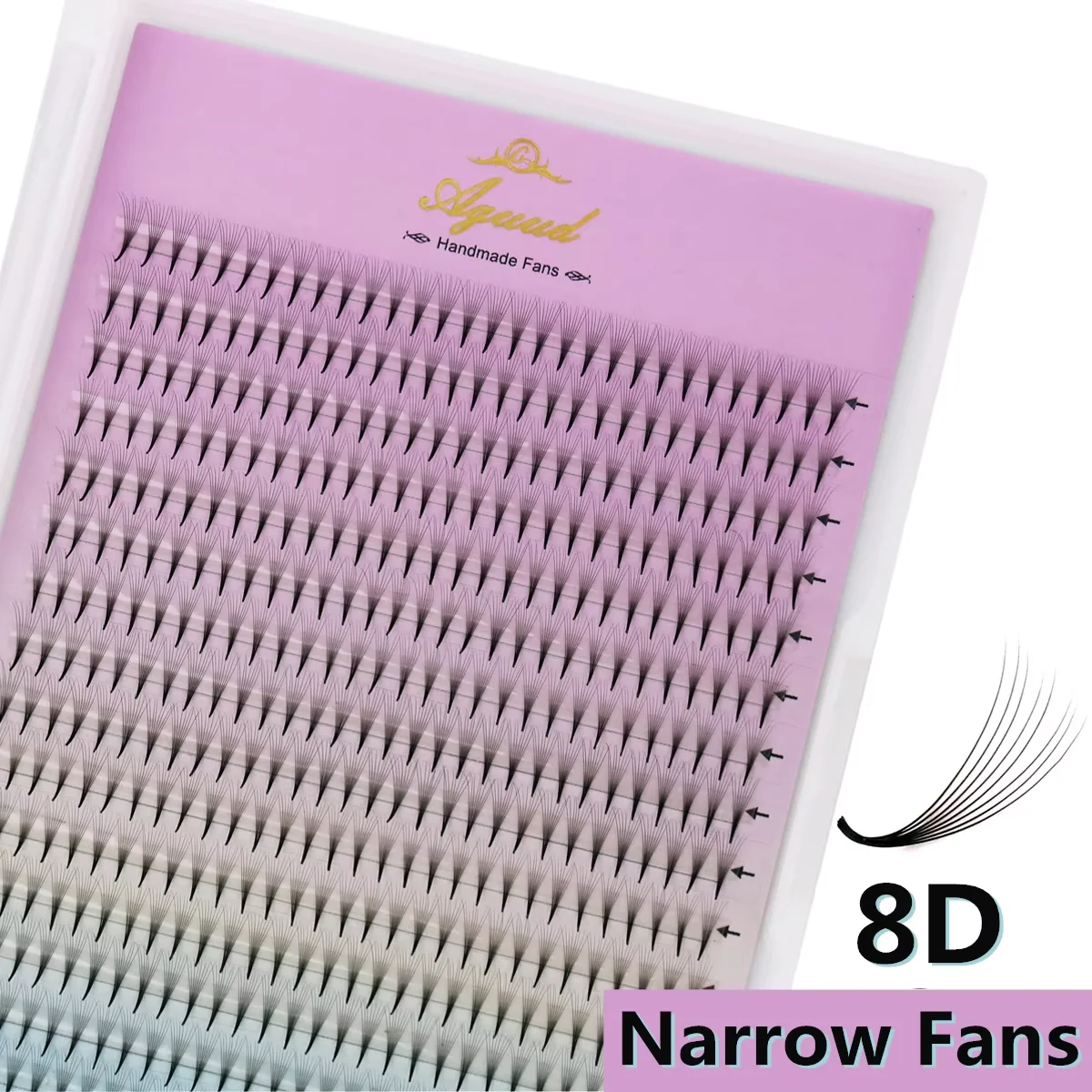 AGUUD Neuer Stil Super Schmale Dünne Spitze Vorgefertigte Wimpernfächer 4D 5D 6D 7D 8D XL Tray PBT Russische Volumen-Wimpernverlängerungsfächer – Detail 9