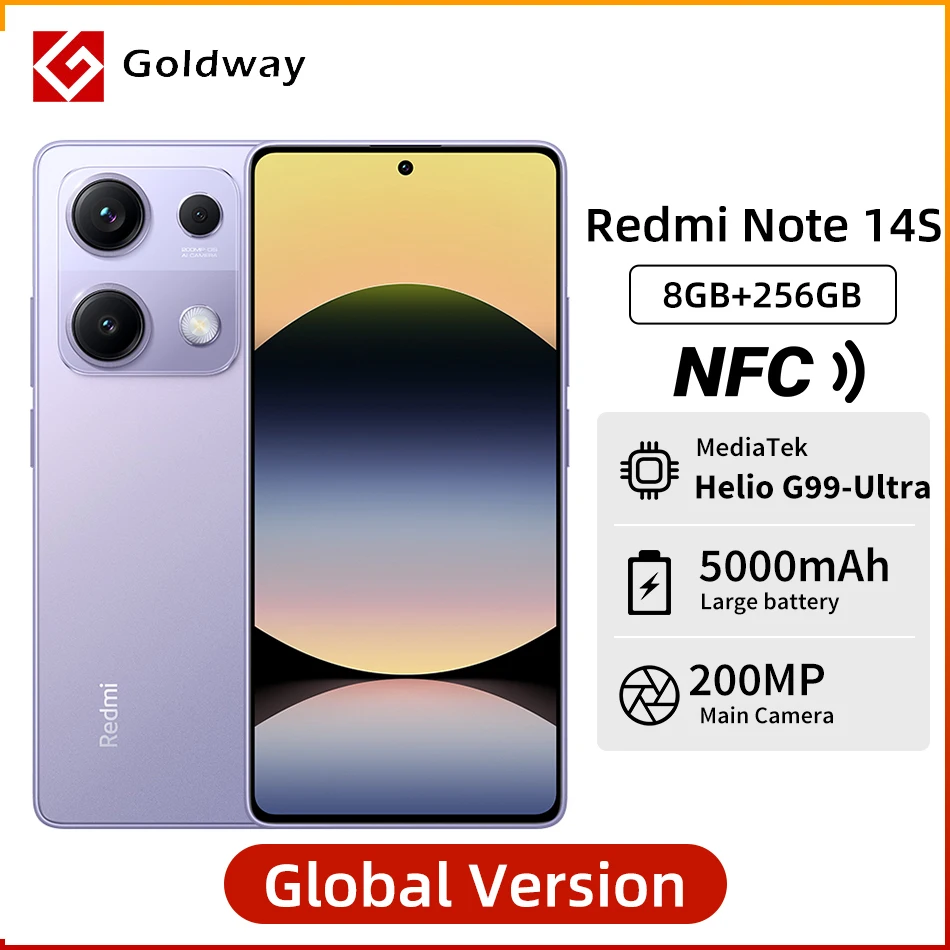 Xiaomi Redmi Note 14S Global Version NFC 200MP Camera 5000mAh 67W HyperCharge MTK Helio G99-Ultra 6.67" 120Hz AMOLED Display