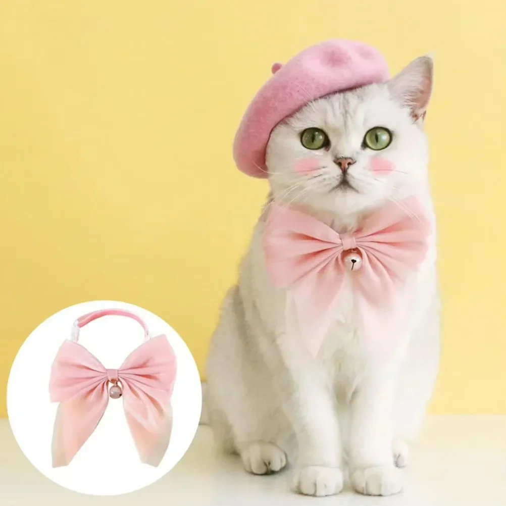 

Ribbon Cat Bowtie Collar Adjustable Cat Necklace Pet Birthday Party Accessories for Kittens Puppies Small Dogs Breakaway Collar
