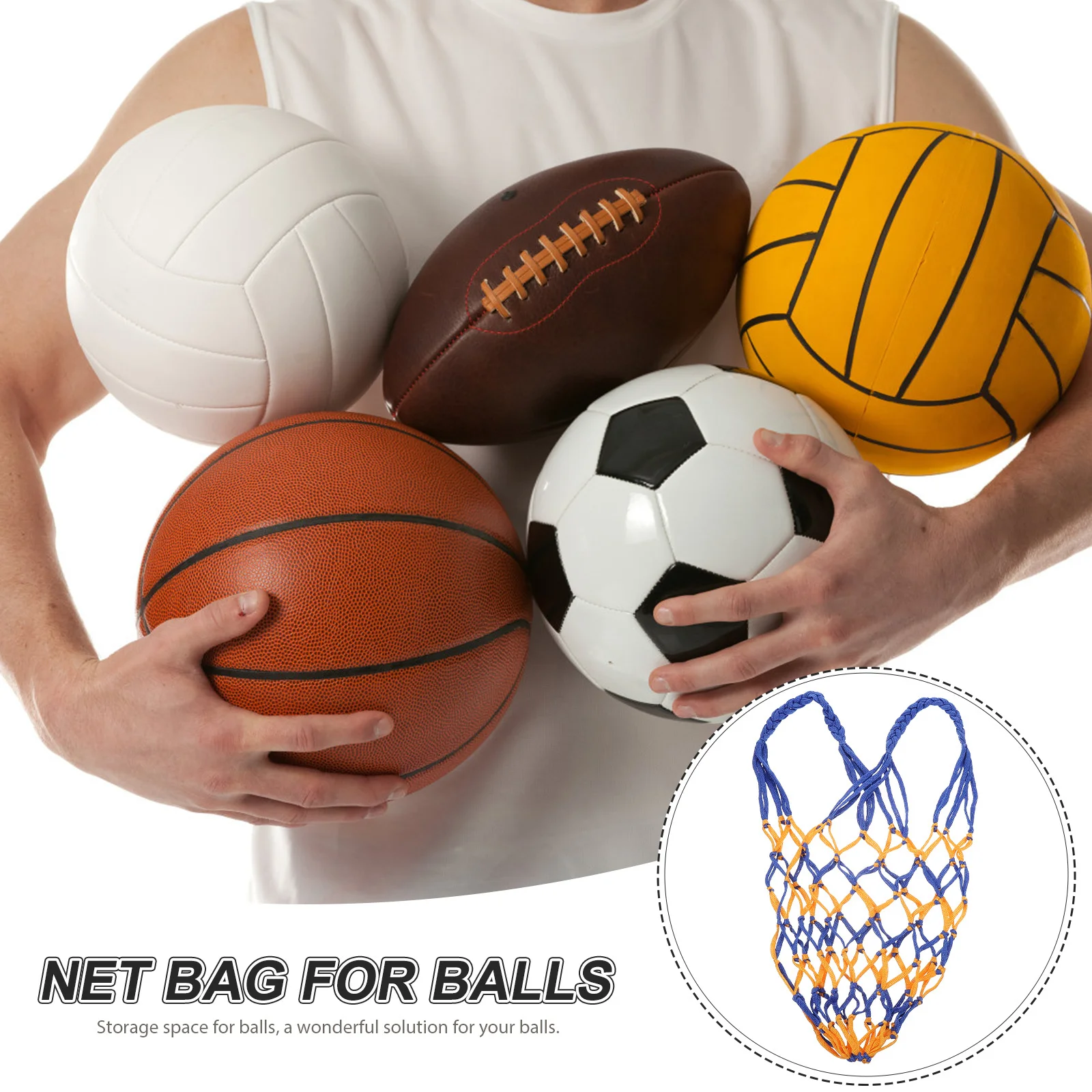 

2Pcs Basketball Mesh Net Bag Sports Balls Carrier Sturdy Convenient Organizer for Football Soccer Volleyball Training Storage