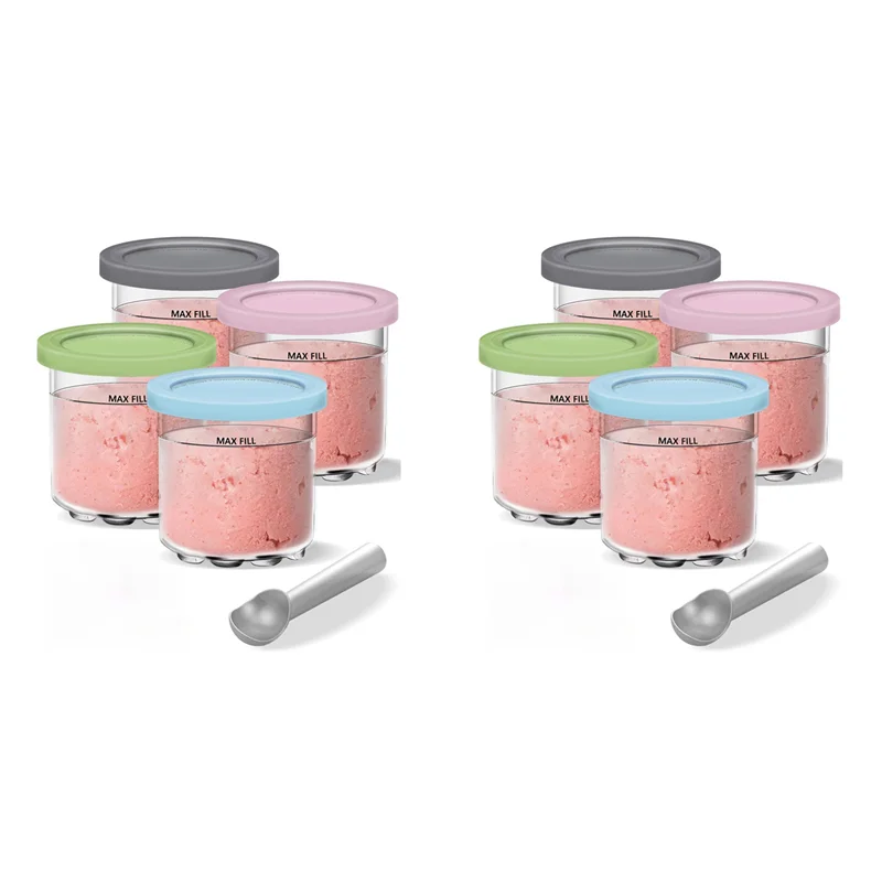 

AA81-2 Set Ice Creami Pints And Lids Replacement Set 16Oz Cups For Ninja Creami NC301, NC300, NC299AMZ Series Ice Cream Maker