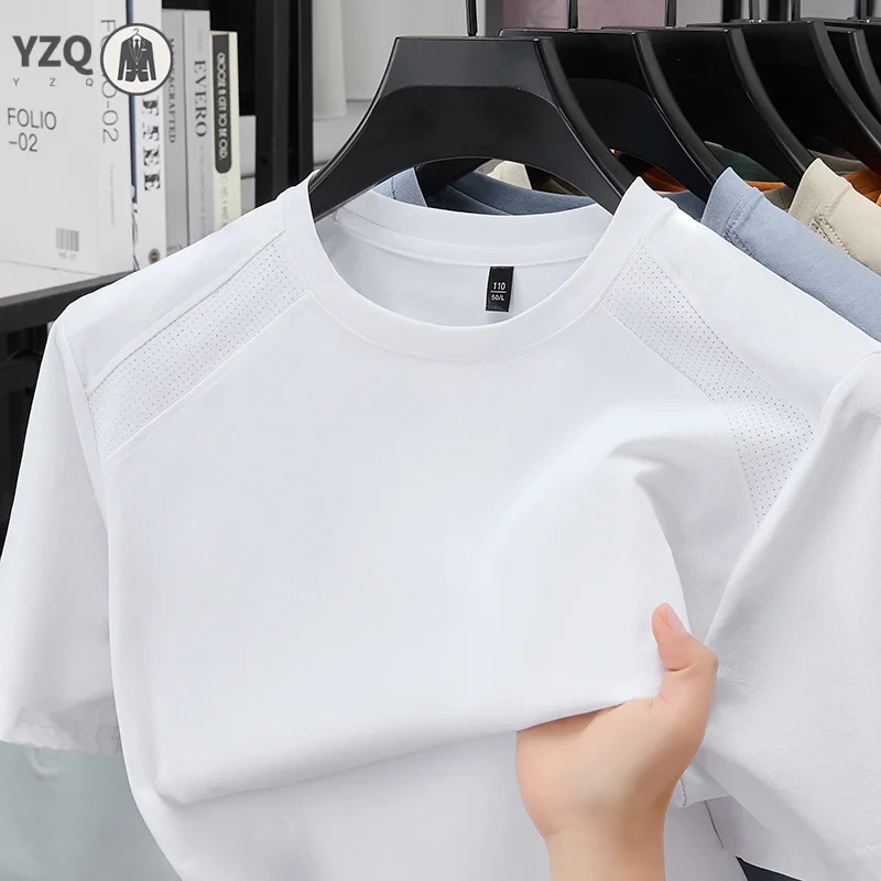 Urban Casual Mens Vent Shoulder Short Sleeve Tee Soft Breath Cloth Pub Visit Short Trip Weekend Gathering Apparel
