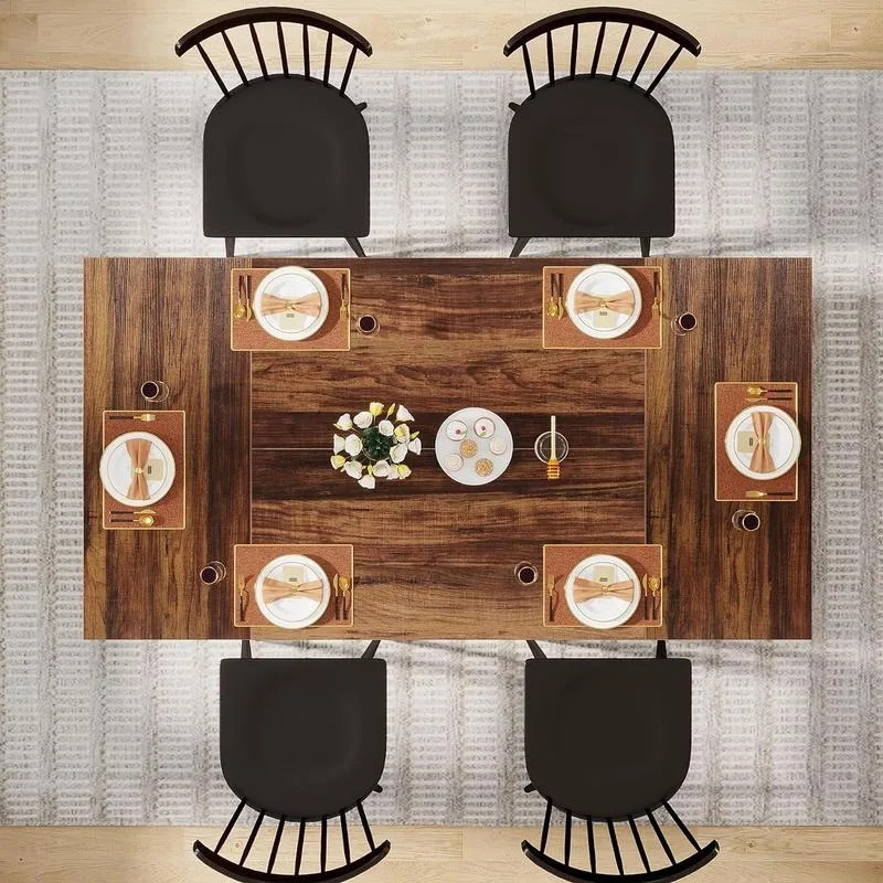 Industrial Dining Table for 6 People, Rectangle Kitchen Table Dinner Table for Dinning Room, Kitchen (Not with Chair)