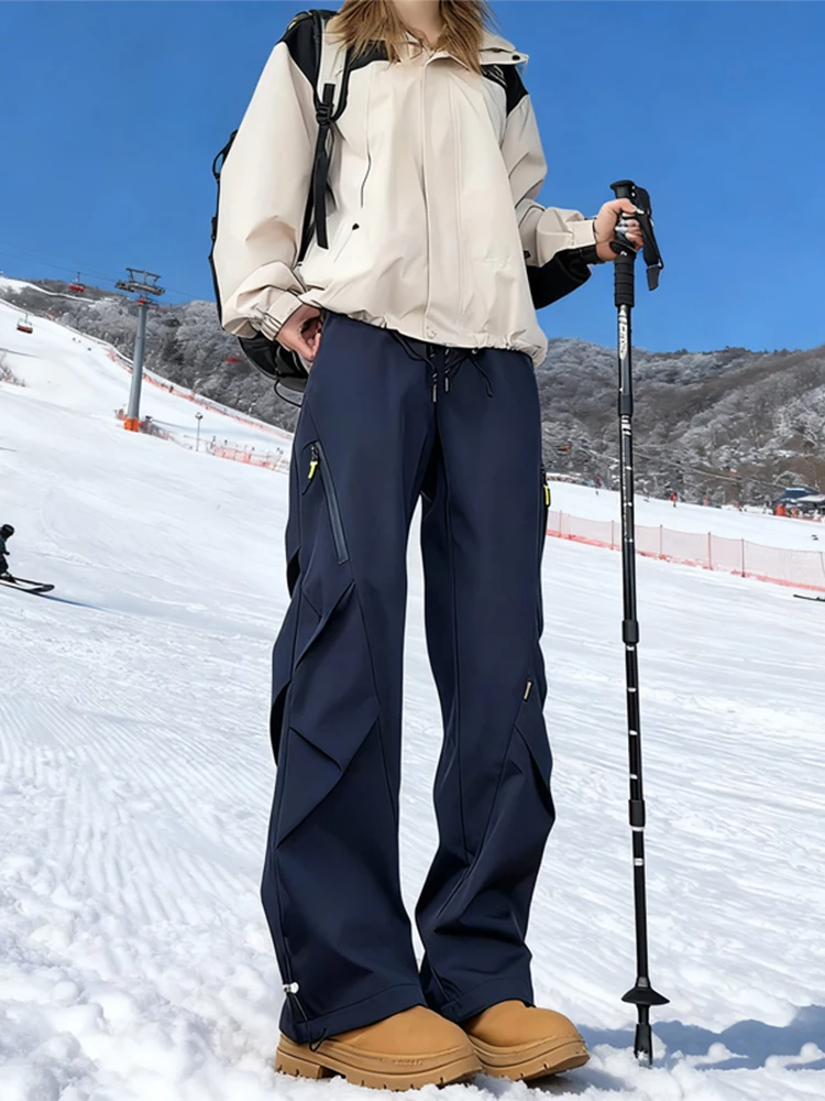 

Tall Winter Snow Ski Pants Men Women Thermal Fce Lined Waterproof Windproof Straight Leg Skiing Snowboarding Trousers