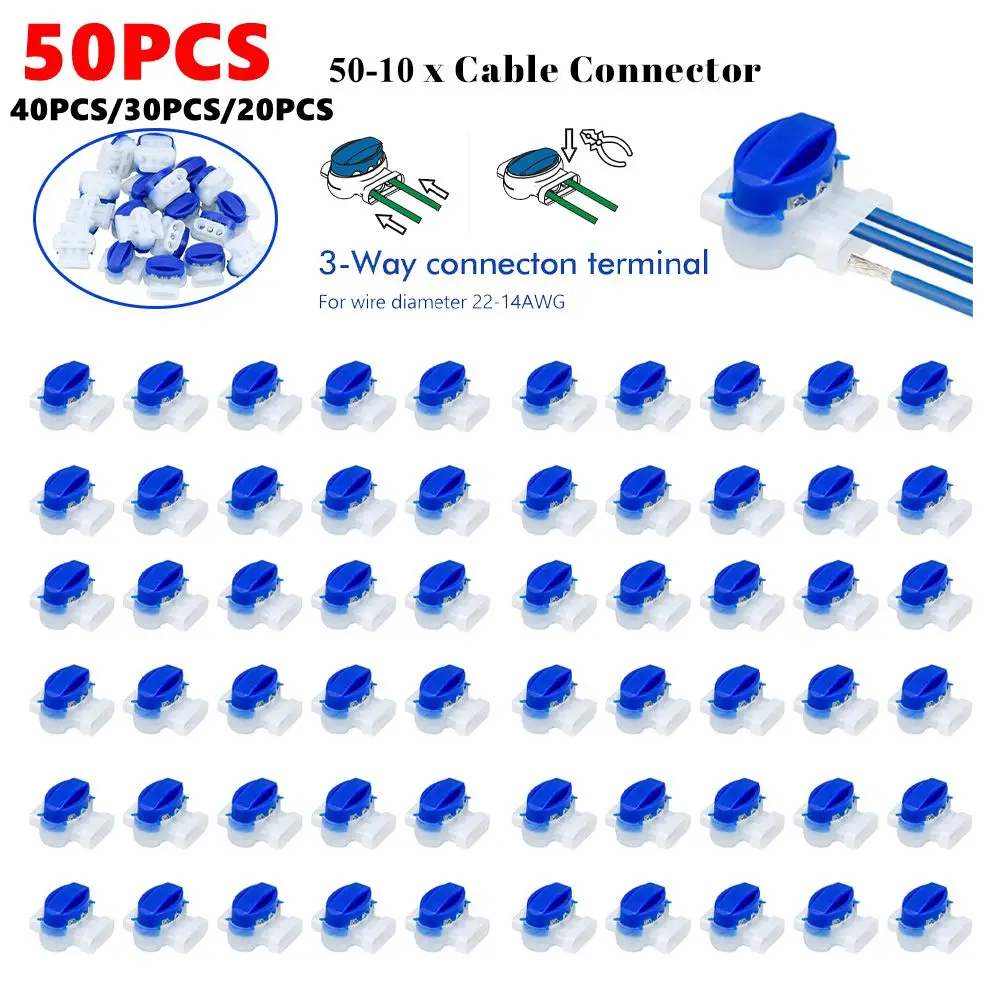

50-10 шт., 3-отверстий, кабельный разъем, водонепроницаемые соединительные клеммы без зачистки для газонокосилки Gardena/Husqvarna/Worx/Robomow