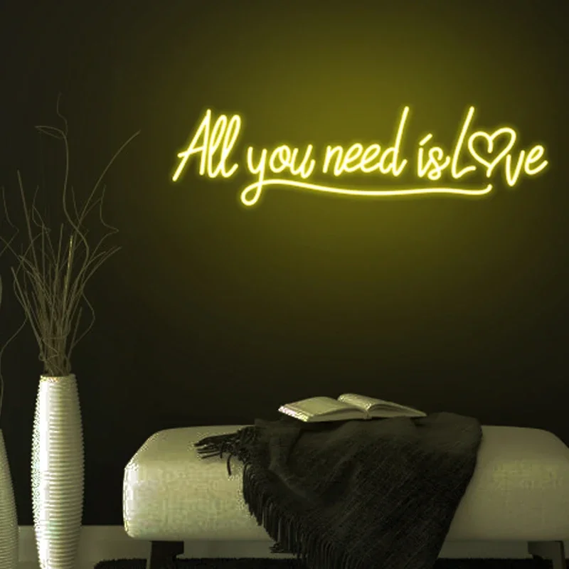 Imagem -04 - Personalizado Led Neon Light Sign Tudo Que Você Precisa é Amor Decoração da Sala de Estar Festa de Aniversário Decoração do Casamento