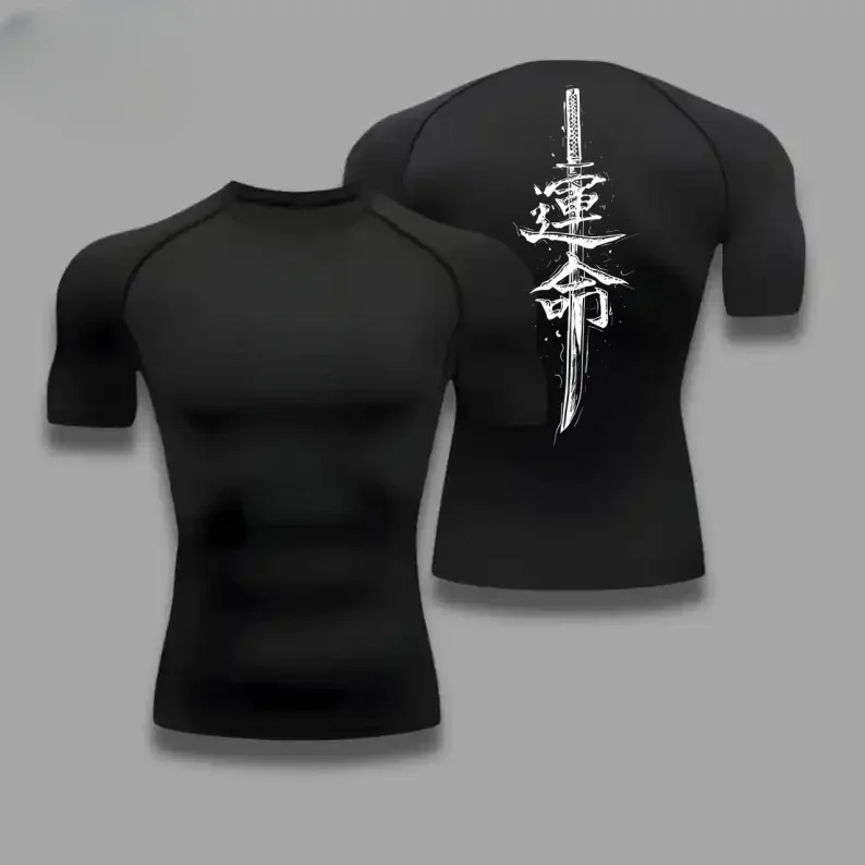 Camisa comprimida masculina esportes secagem rápida camiseta de fitness apertado suor-absorvente jogging ciclismo ao ar livre 8 cores manga curta