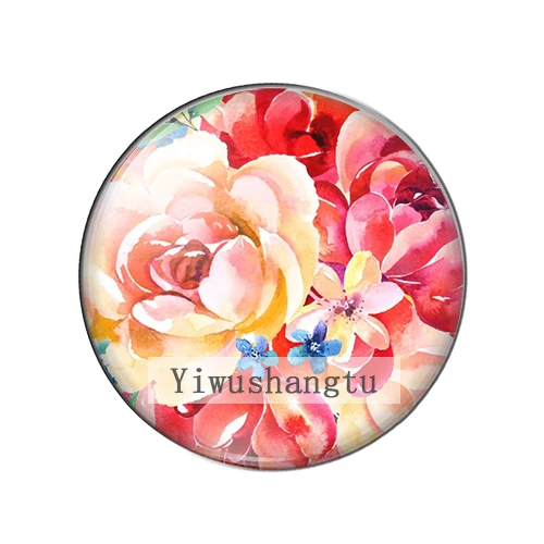 Beautiful red rose art flower paintings images 12mm/18mm/20mm/25mm Round photo glass cabochon demo flat back Making findings