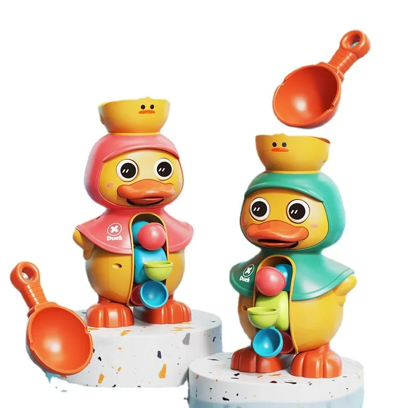 Kids Shower Bath Toys Cute Duck Bathtub Toys for Toddlers 1-4 Years Old with Rotating Water Wheels Bathroom Power Suction Water