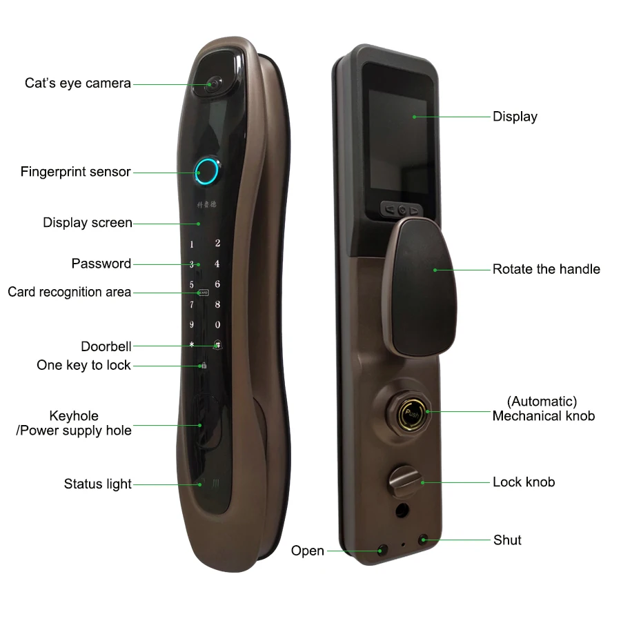 Lock Manufacturer Wifi Digital Card Security Safe Electronic Fingerprint Remote Control Smart Door Lock with Camera and Audio