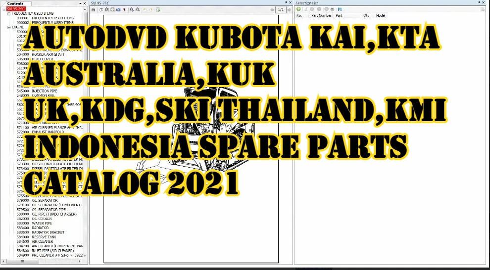 AutoDVD Kubota KAI,KTA Australia,KUK UK,KDG,SKI Thailand,KMI Indonesia Spare Parts Catalog 2021