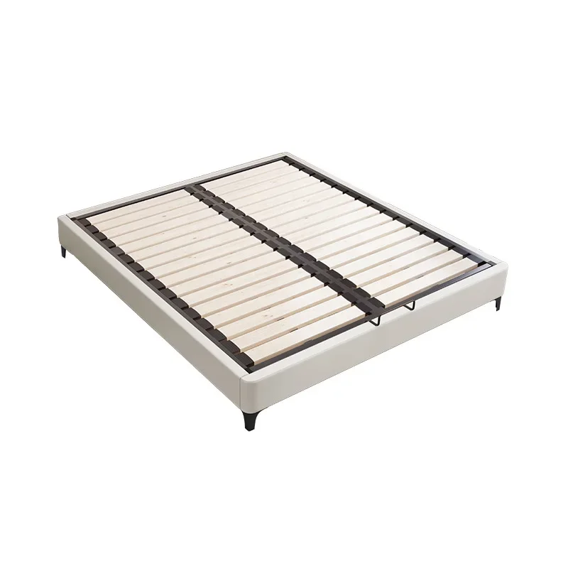 All solid wood tatami steel and wood silent row skeleton bed frame modern and simple