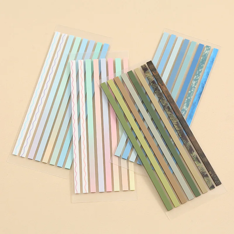 160Pcs Color Translucent Slender Strips PET Index Sticker Note Highlight Mark Stickers Bookmarks Student Stationery Sticky Note