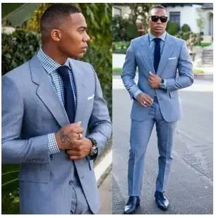 

Smart Business Sky Blue Blazer Formal Wedding Suits For Men Groom Jacket Slim Fit Custom 2 Piece High Street Tuxedo Masculino