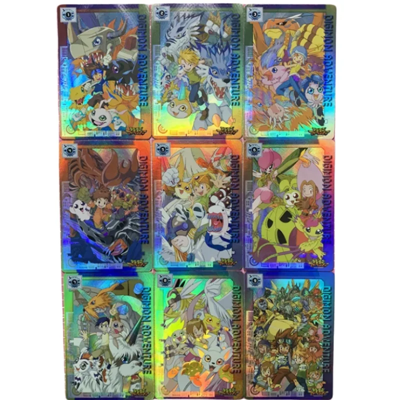 

9 Sheets Digimon Adventure Flash Card Yagami Taichi Greymon Diy Refractive Series Anime Action Toy Figures Gifts for Friends
