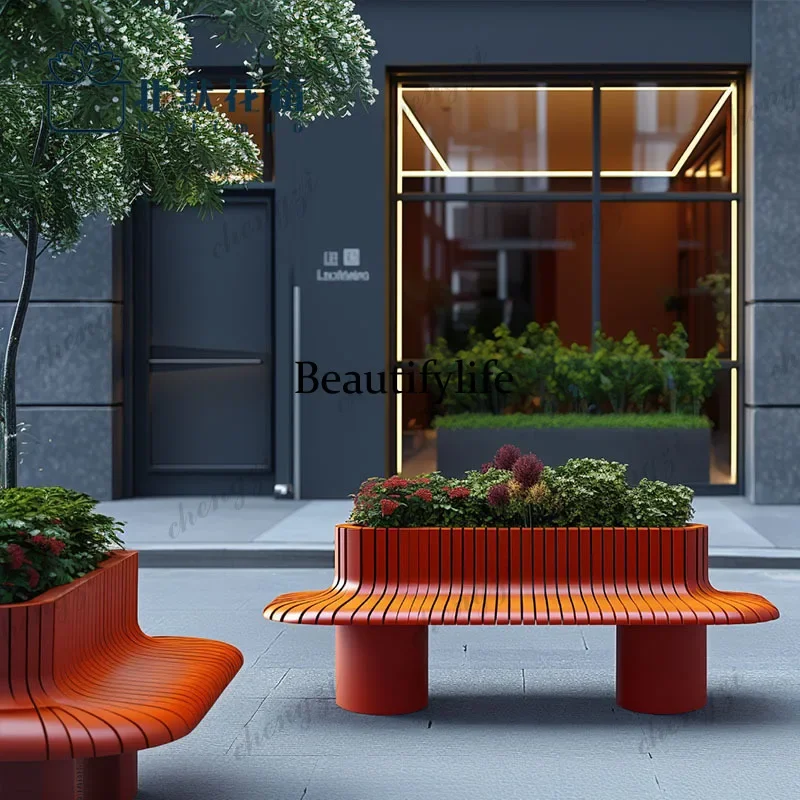 A4567 Outdoor Commercial Street Creative Dopamine Flower Box Seat Combination Pedestrian Street Park Flower Groove Planting Box