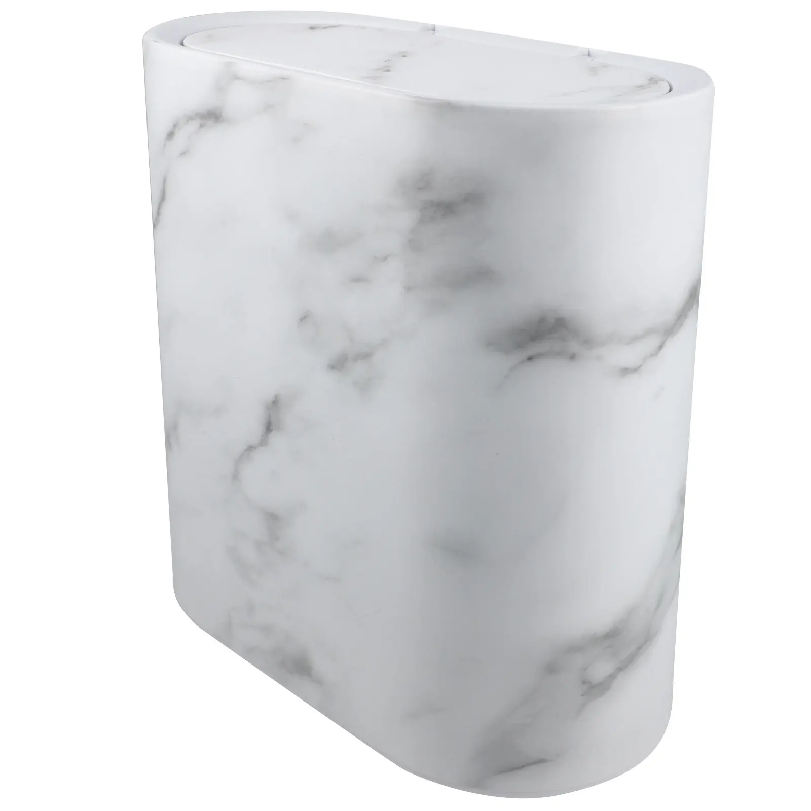 

1pc Slim Marble Trash Can 5L Plastic Wastebasket For Bathroom Bedroom Kitchen Living Room Space Saving Gap Garbage Bin