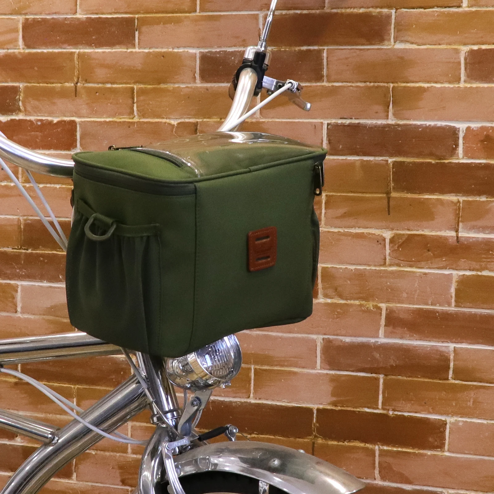 

Tourbon Bicycle Basket Bag Bike Handlebar Bag Nylon Shoulder Pack Waterproof Green Cycling Accessories Riding Outdoor