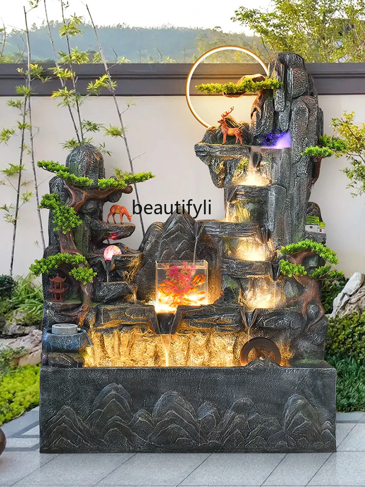 Rockery Loop Water Fountain Decoration Lucky Fengshui Wheel Fish Pond Courtyard Hall Balcony Office