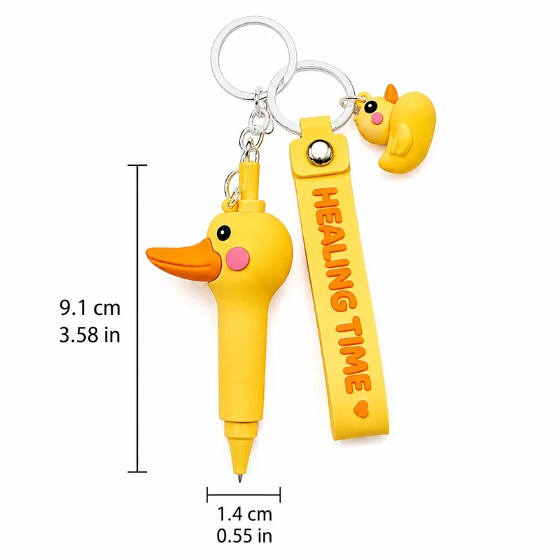5Pcs Kawaii Animal Keychain Ballpoint Pens, Cartoon Charms, Smooth Writing for School Office Daily Use